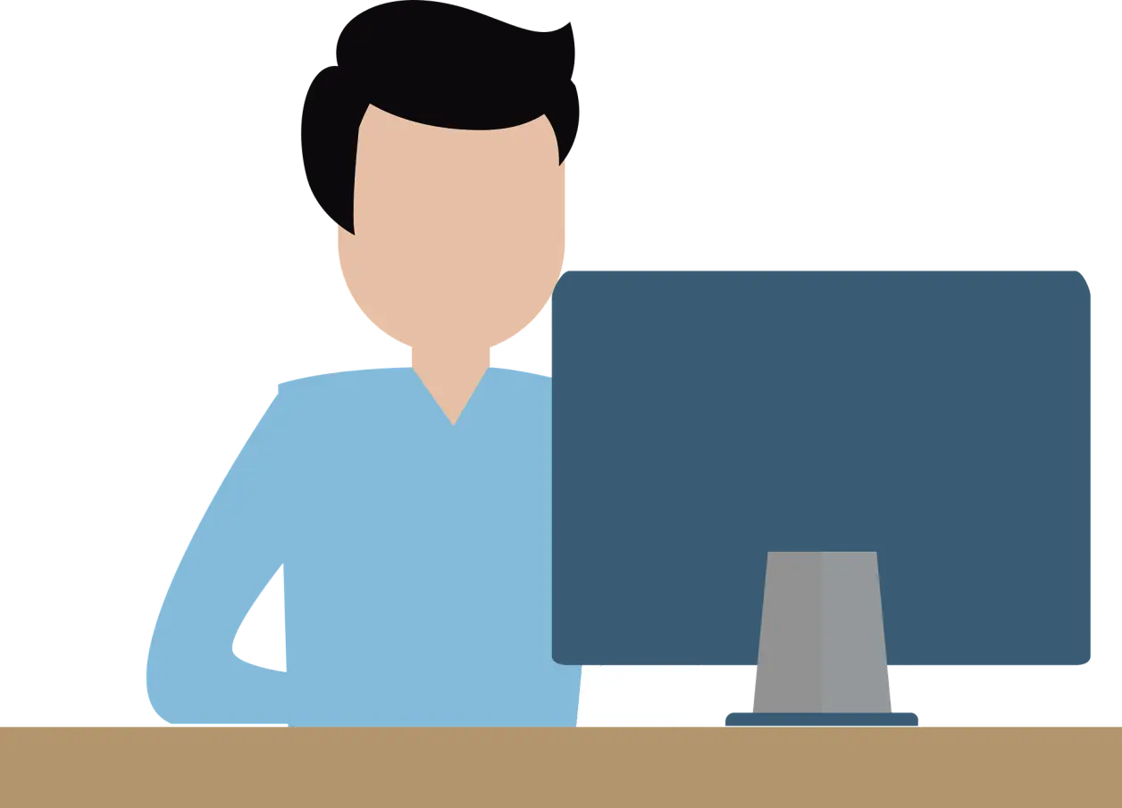 Illustration of Mark Bishop working at a computer
